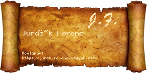 Jurák Ferenc névjegykártya