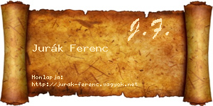 Jurák Ferenc névjegykártya